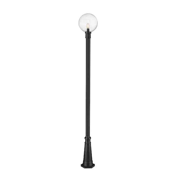 Z-Lite Laurent Outdoor Post Mounted Fixture, 1-Light, 12 In.W x 109.75 In.H, Black/Clear Seedy 599PHB-519P-BK - main